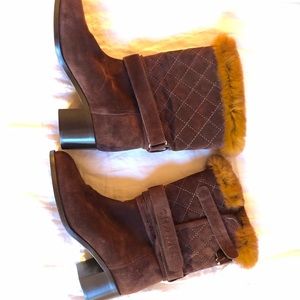 Chanel Brown Suede Boots
